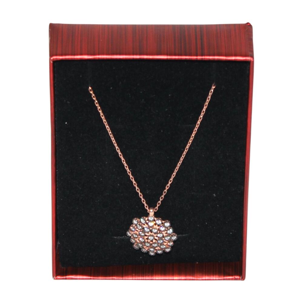 925 Stamped Silver Necklace White Crystal Flower - Picture 5 of 6